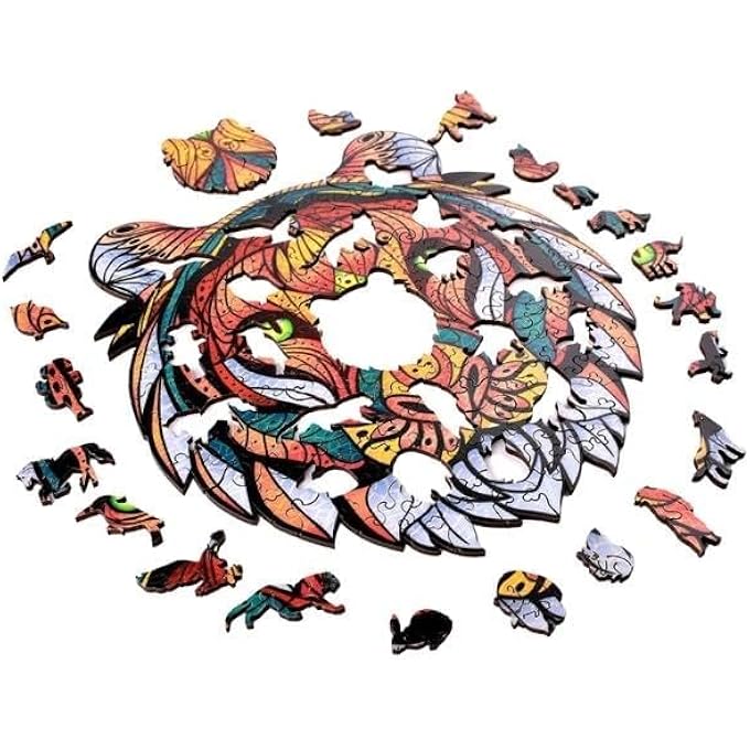 WOODEN JIGSAW PUZZLES, 3D WOODEN ANIMALS SHAPED PUZZLES, BEST GIFT FOR ADULTS AND KIDS DIY PUZZLE PIECE, COLORFUL UNIQUE SHAPED TIGER PUZZLES A5-5.8 X 8.2 IN - Image 2